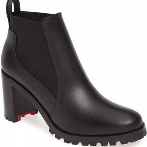 $1195 Christian Louboutin Black Stretch Marchacroche Chelsea Booties 10 EU 40.5